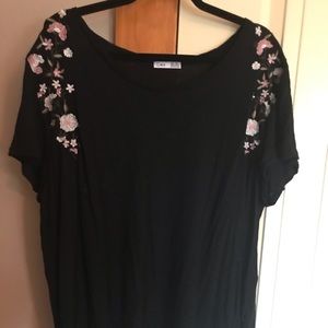 Black with floral details top